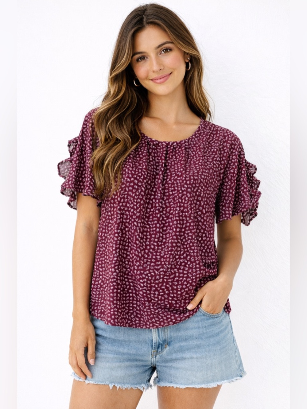 Madewell Memento Floral Top Burgundy Blouse